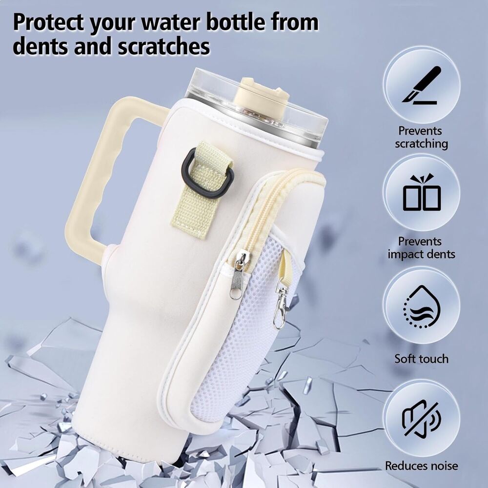 Water‎ Bottle Carrier for Stanley 40oz – Neoprene Bag with Strap & Handle - Picture 2 of 7